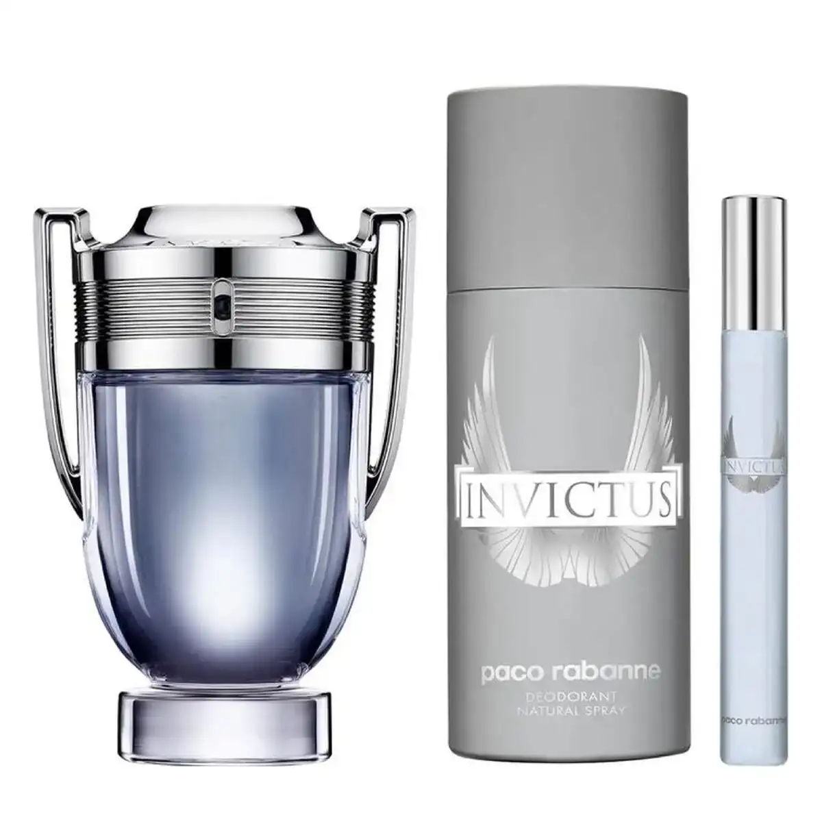Set de parfum homme paco rabanne invictus 3 pieces_3565. DIAYTAR COTE D'IVOIRE - L'Art de Choisir, l'Art de Vivre. Parcourez notre boutique en ligne et choisissez parmi des produits de qualité qui ajoutent de l'élégance à votre quotidien.