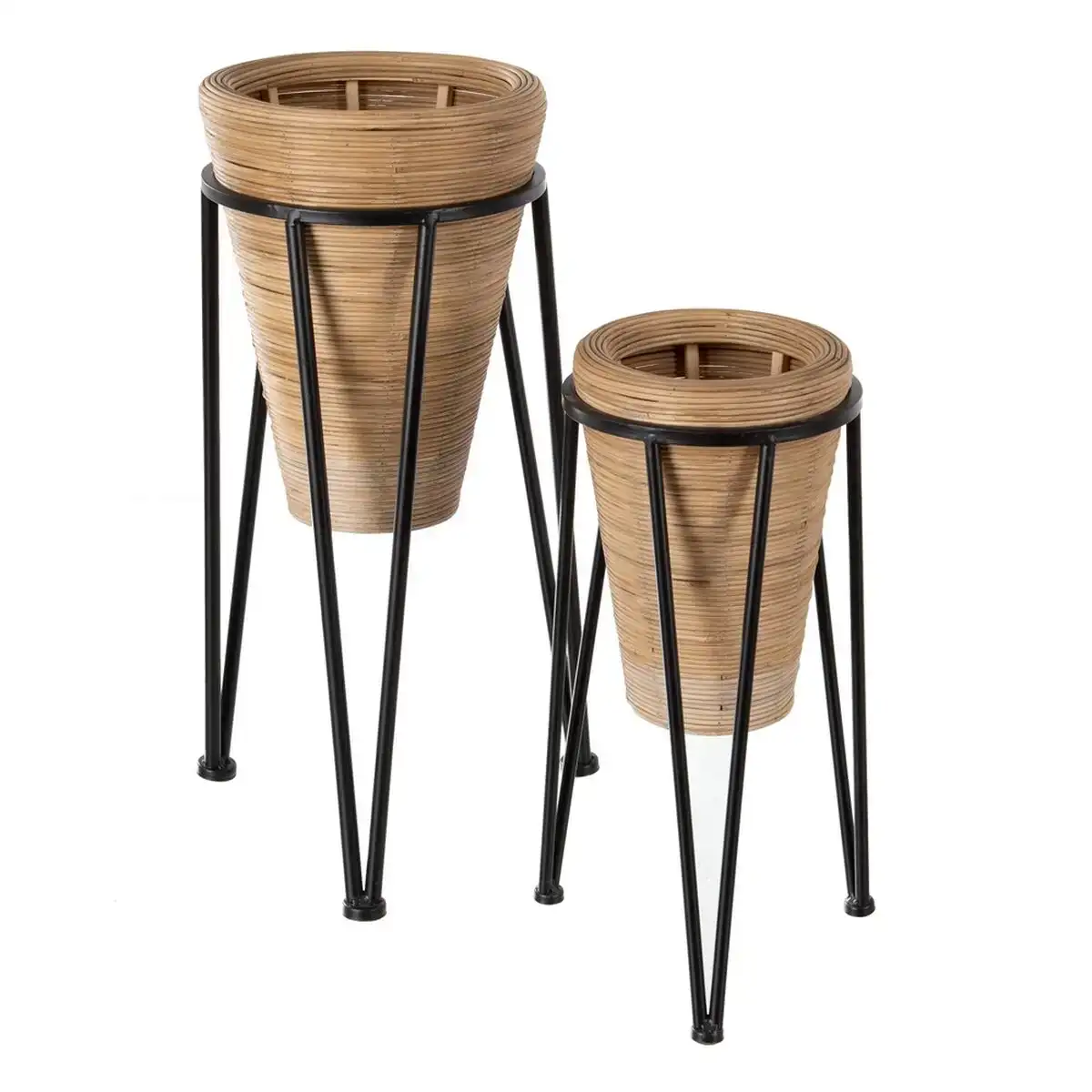 Set de pots de fleurs 34 x 34 x 58 cm naturel noir metal bambou 2 unites _1589. DIAYTAR COTE D'IVOIRE - Votre Portail vers l'Extraordinaire. Parcourez nos collections et découvrez des produits qui vous emmènent au-delà de l'ordinaire, créant une expérience de shopping mémorable.