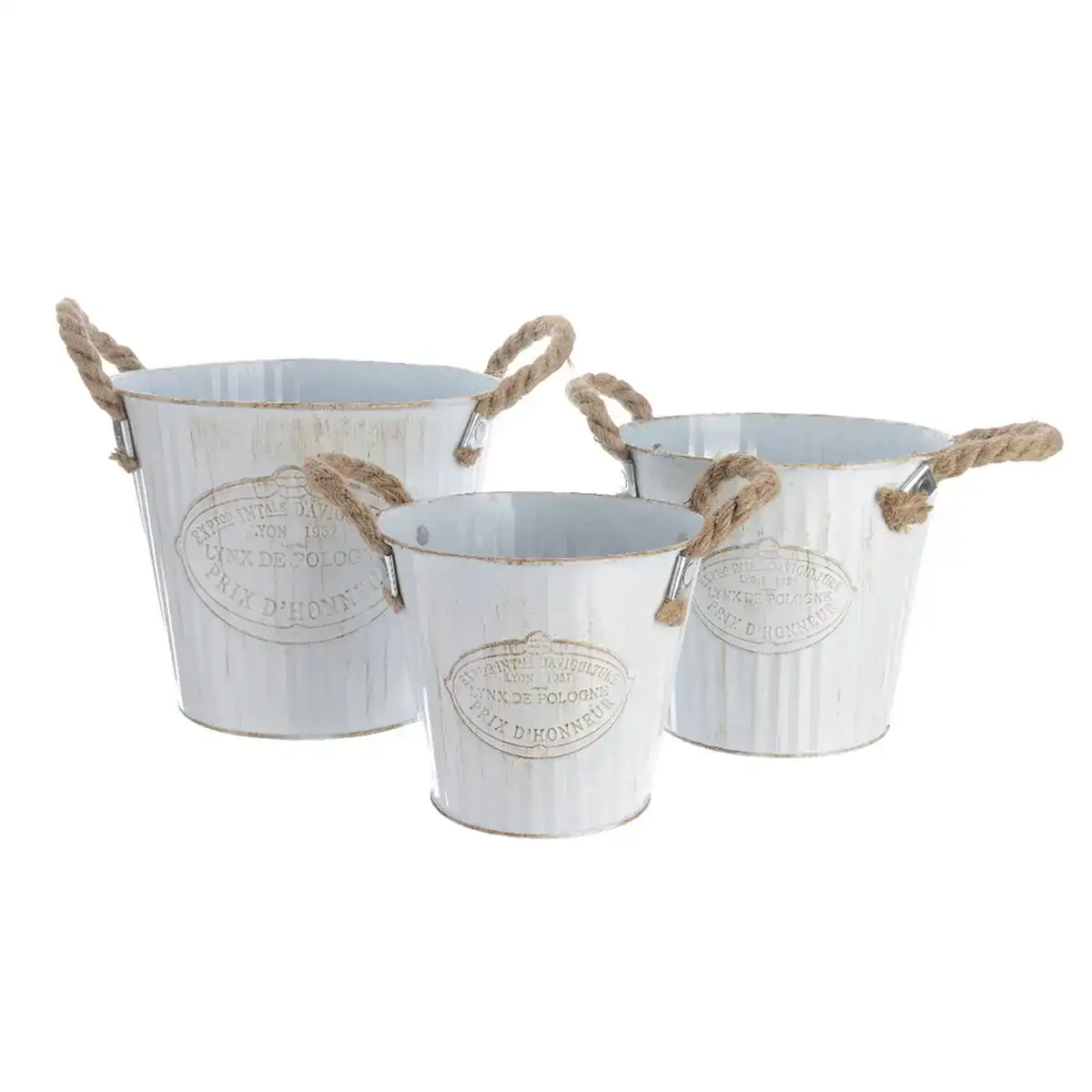 Set de pots de fleurs decoris corde avec des poignees metal blanc 3 pieces _3800. DIAYTAR COTE D'IVOIRE - Votre Boutique en Ligne, Votre Identité. Naviguez à travers notre plateforme et choisissez des articles qui expriment qui vous êtes et ce que vous chérissez.