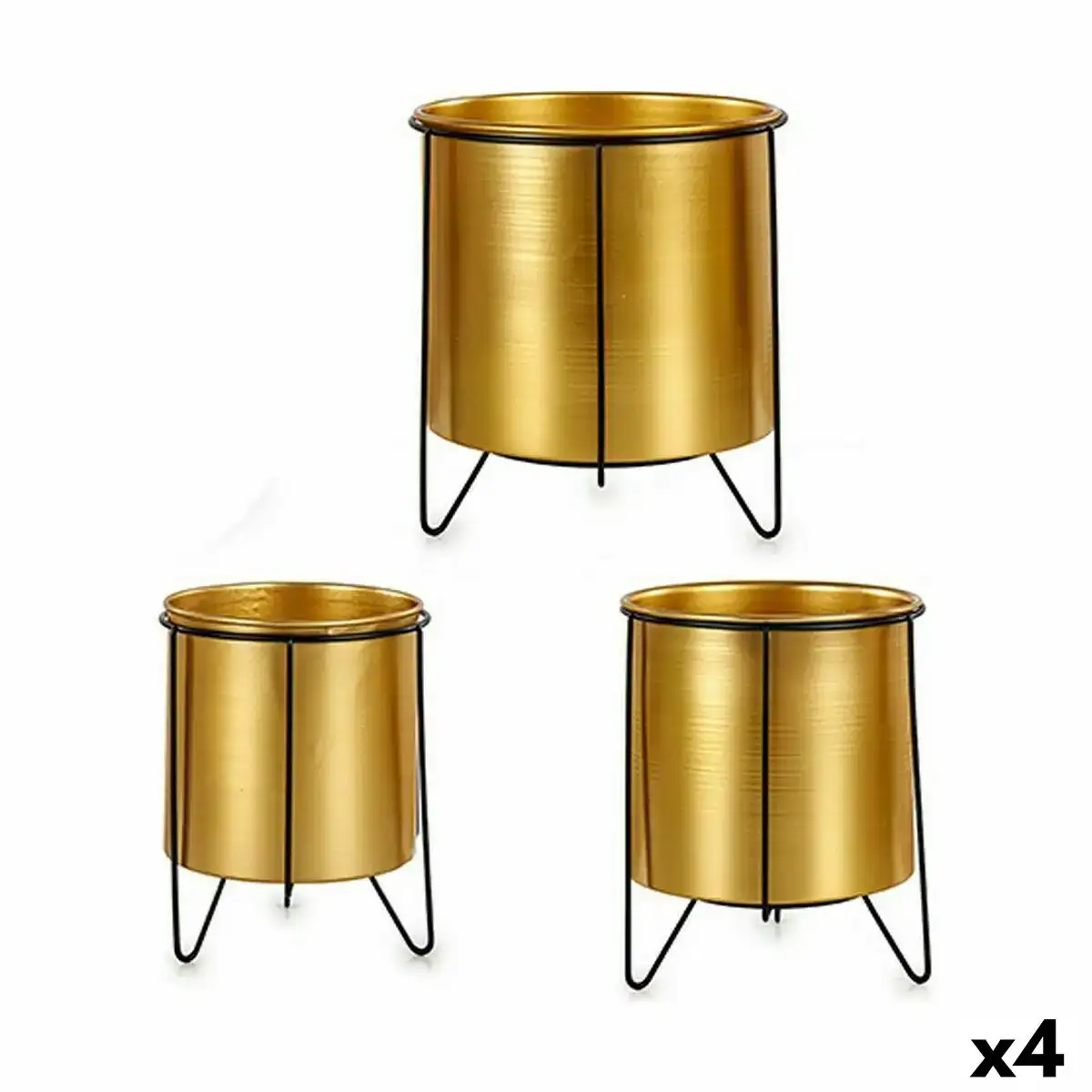 Set de pots de fleurs noir dore metal 4 unites _3929. DIAYTAR COTE D'IVOIRE - Là où Chaque Achat a du Sens. Explorez notre gamme et choisissez des produits qui racontent une histoire, votre histoire.