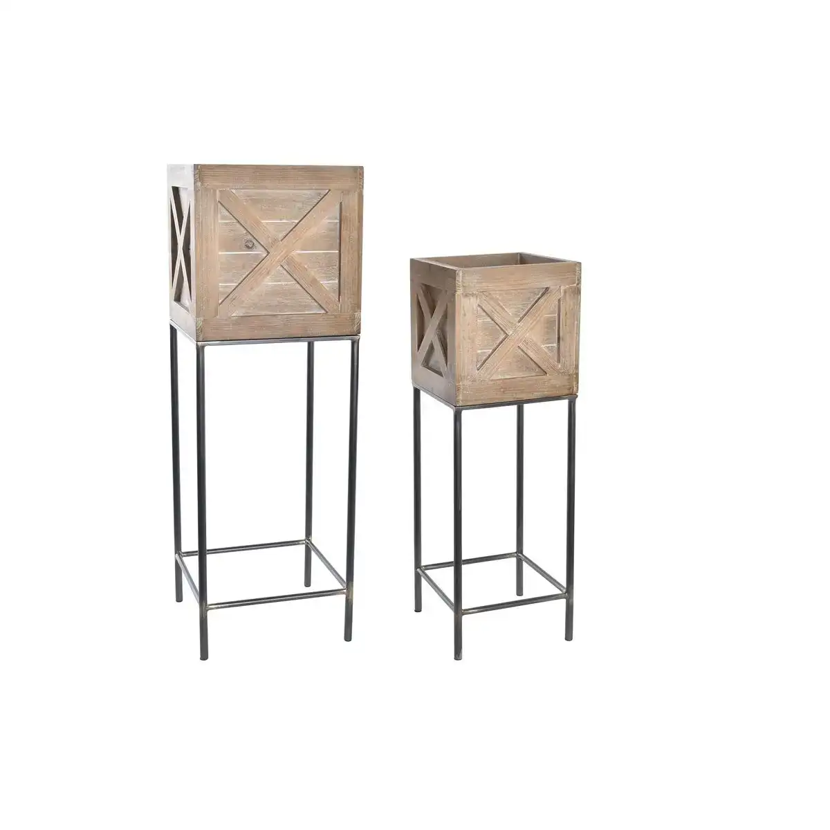 Set de pots dkd home decor noir metal bois marron 25 x 25 x 75 cm _2824. DIAYTAR COTE D'IVOIRE - L'Art de Choisir, l'Art de S'émerveiller. Explorez notre gamme de produits et laissez-vous émerveiller par des créations authentiques et des designs modernes.