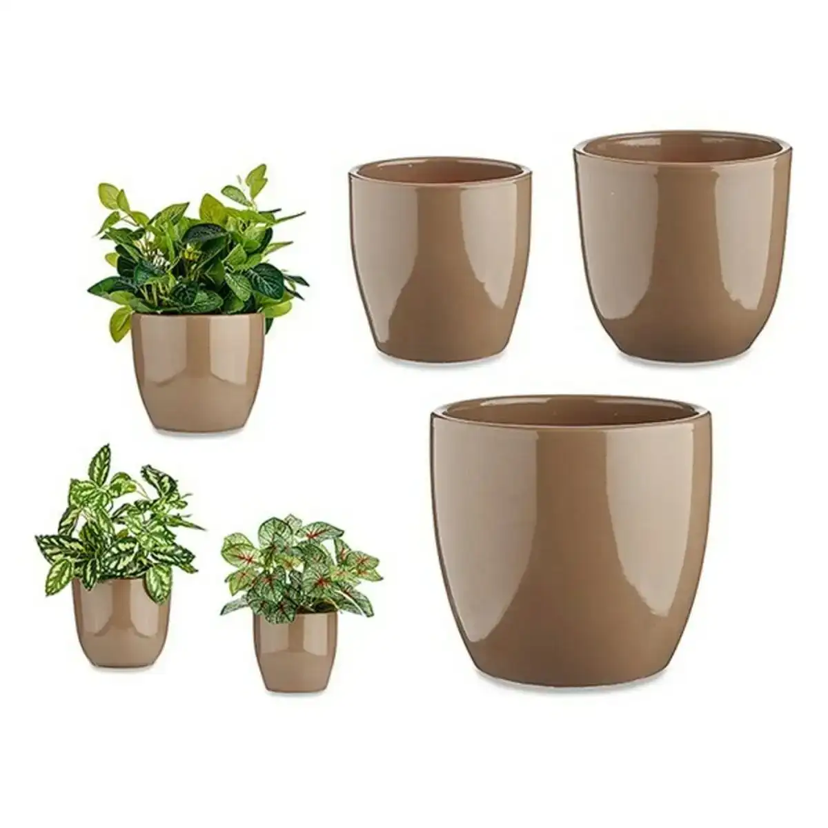 Set de pots marron argile 3 pieces 22 5 x 18 5 x 22 5 cm _1986. DIAYTAR COTE D'IVOIRE - Là où la Qualité se Marque d'une Touche Côte d'Ivoireaise. Naviguez à travers notre boutique en ligne et choisissez des produits qui allient excellence et tradition.
