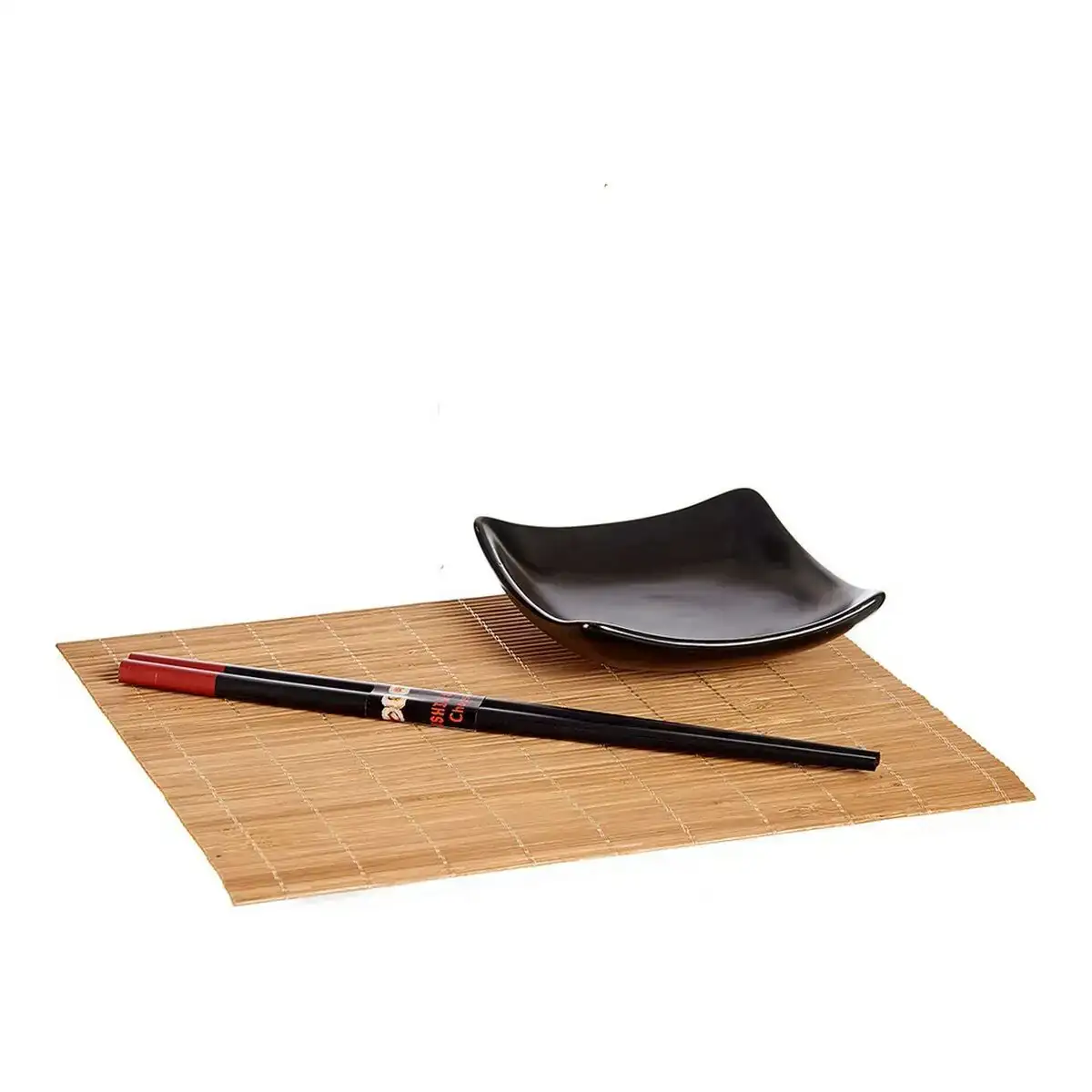 Set de sushi noir marron ceramique bambou 6 pcs _6159. DIAYTAR COTE D'IVOIRE - Là où Chaque Achat Contribue à un Rêve. Naviguez à travers notre boutique en ligne et soutenez des artisans talentueux tout en acquérant des trésors.