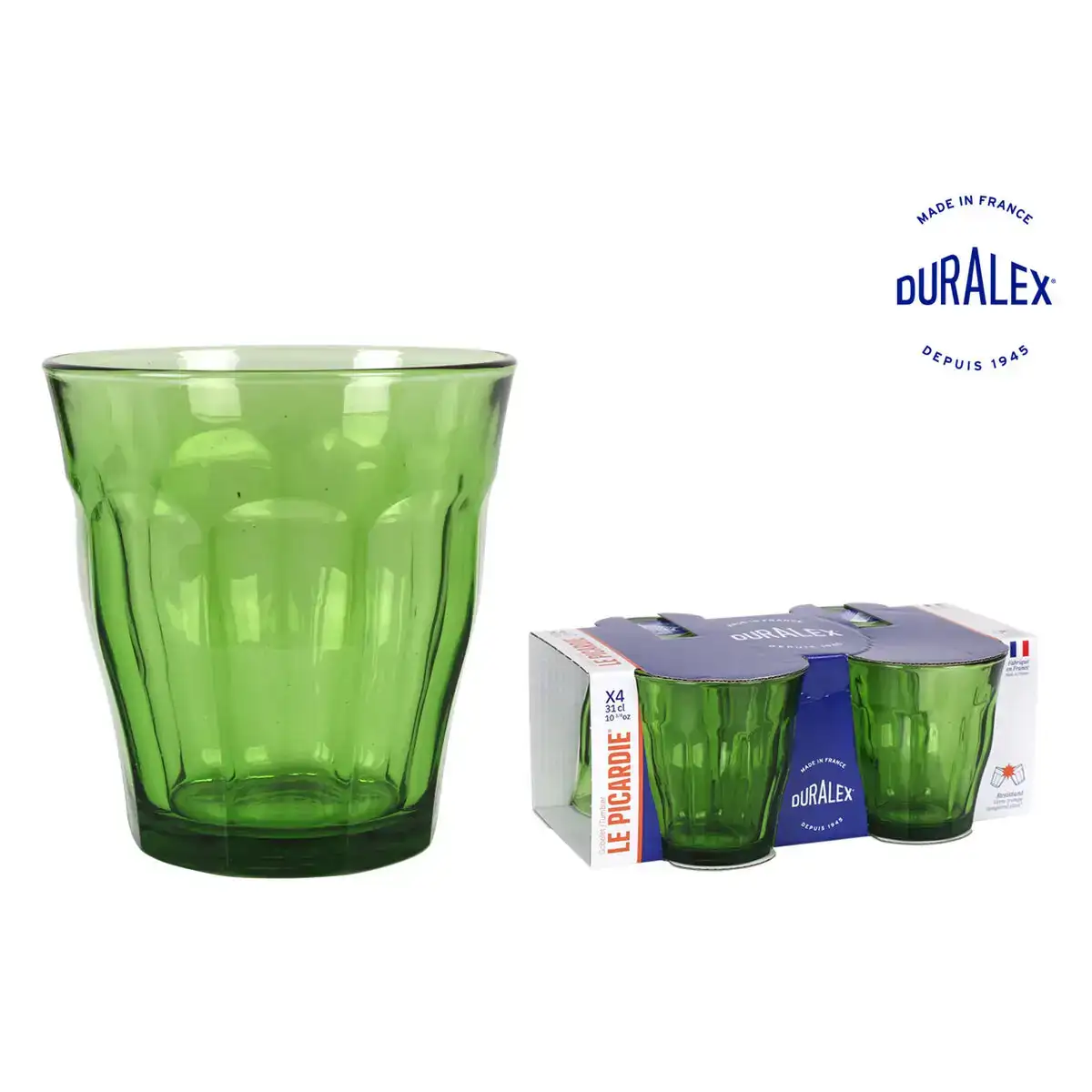 Set de verres duralex picardie vert 310 ml 4 unites _2723. DIAYTAR COTE D'IVOIRE - Où Chaque Produit est une Histoire à Raconter. Découvrez notre sélection de produits qui vous permettent de créer votre propre récit à travers vos achats.