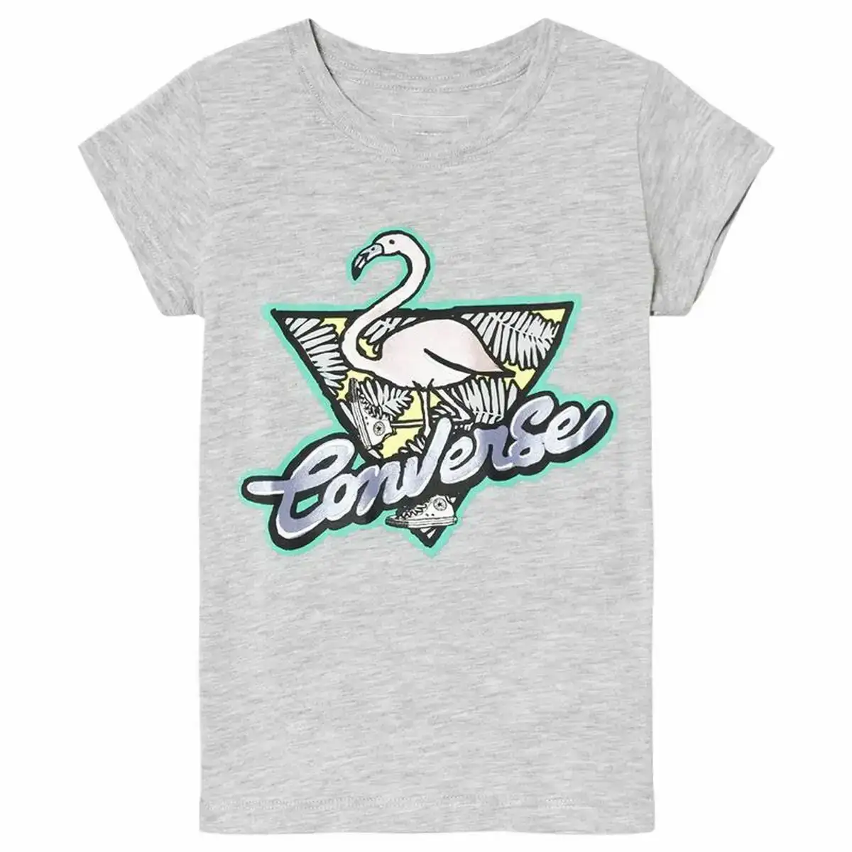 Shirt a manches courtes enfant converse flamingo gris clair_2295. DIAYTAR COTE D'IVOIRE - Où la Tradition s'Harmonise avec le Moderne. Parcourez notre gamme diversifiée et choisissez des produits qui révèlent l'âme du Côte d'Ivoire.
