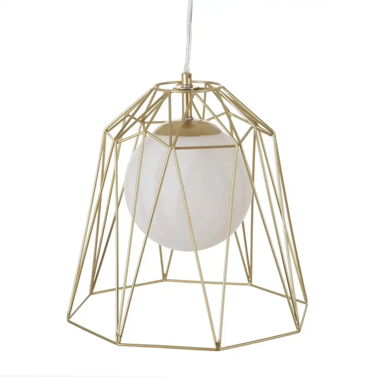 Suspension 28 5 x 28 5 x 28 cm verre dore metal blanc_1431. DIAYTAR COTE D'IVOIRE - Où Choisir est une Célébration. Découvrez notre sélection de produits qui représentent la diversité et la joie du Côte d'Ivoire, à chaque étape de votre vie.