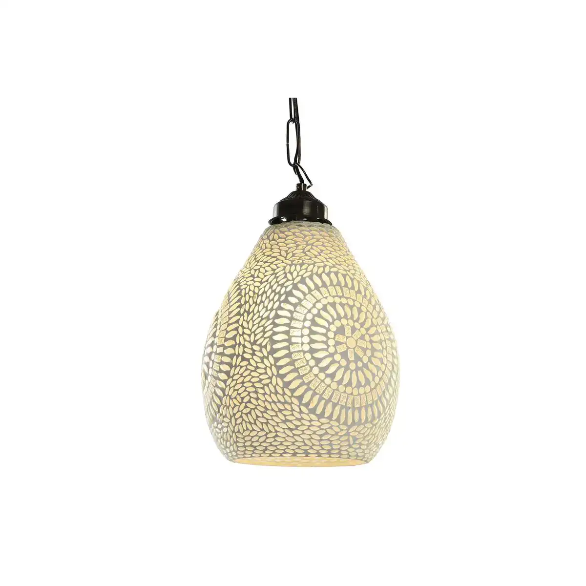 Suspension dkd home decor verre metal blanc 25 w 22 x 22 x 33 cm _5441. DIAYTAR COTE D'IVOIRE - Où Choisir est un Plaisir Responsable. Explorez notre boutique en ligne et adoptez des produits qui reflètent notre engagement envers la durabilité.