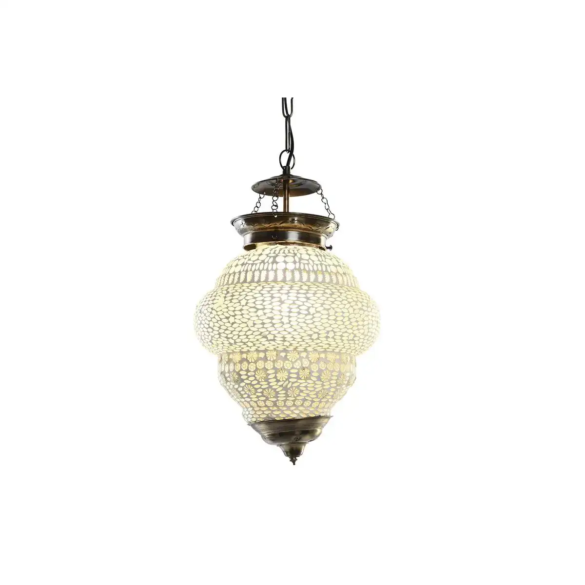 Suspension dkd home decor verre metal blanc 25 w 23 x 23 x 33 cm _9681. DIAYTAR COTE D'IVOIRE - Là où Choisir est un Acte d'Amour pour le Côte d'Ivoire. Explorez notre gamme et choisissez des produits qui célèbrent la culture et l'artisanat du pays.