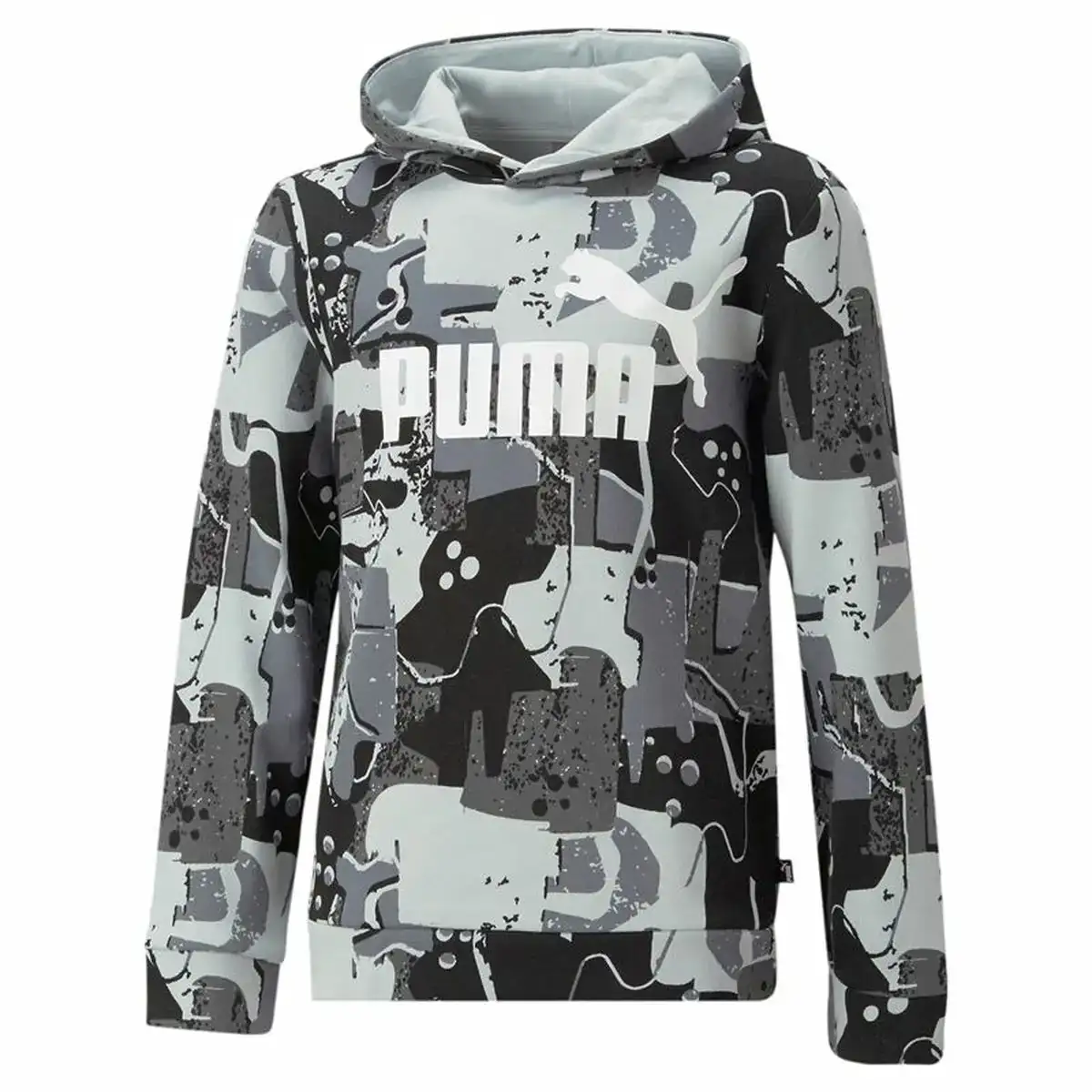 Sweat a capuche enfant puma essentials street art noir gris_9831. DIAYTAR COTE D'IVOIRE - Votre Plateforme Shopping Engagée. Explorez notre catalogue et choisissez des produits qui reflètent notre dévouement envers la qualité et la satisfaction du client.