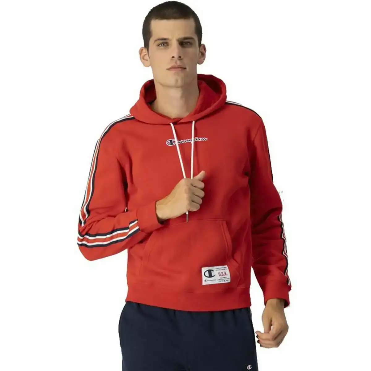 Sweat a capuche homme champion sport tech rouge_1041. DIAYTAR COTE D'IVOIRE - L'Artisanat à Portée de Clic. Découvrez notre boutique en ligne pour trouver des produits uniques qui célèbrent la créativité et l'artisanat sénégalais.