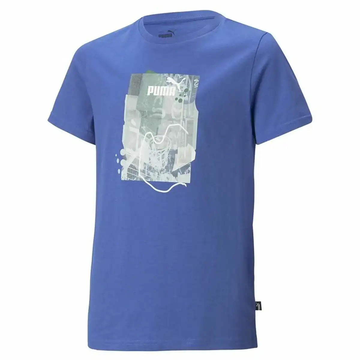 T shirt a manches courtes enfant puma essentials street art grap bleu_1150. Bienvenue chez DIAYTAR COTE D'IVOIRE - Où Chaque Objet a sa Propre Histoire. Découvrez notre sélection soigneusement choisie et choisissez des produits qui racontent le patrimoine sénégalais.