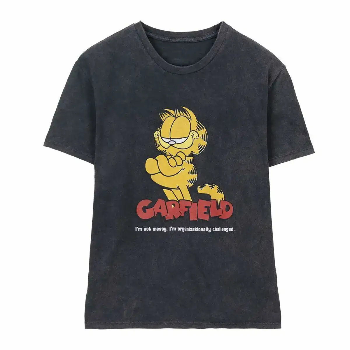 T shirt a manches courtes femme garfield noir_1069. DIAYTAR COTE D'IVOIRE - Votre Source de Découvertes Shopping. Découvrez des trésors dans notre boutique en ligne, allant des articles artisanaux aux innovations modernes.