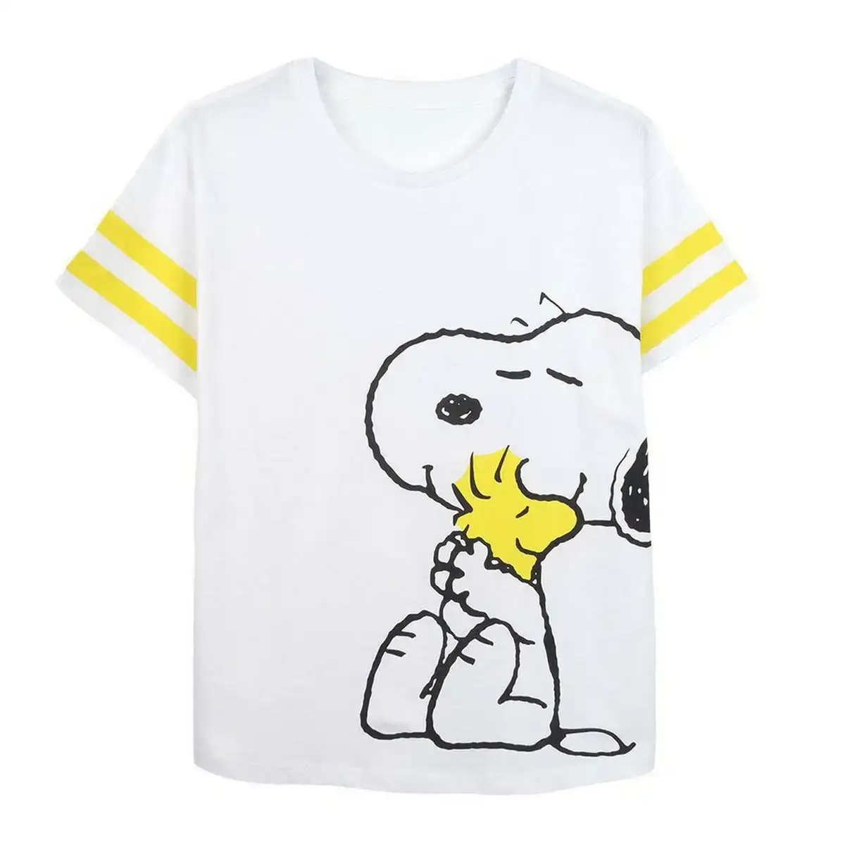 T shirt a manches courtes femme snoopy blanc_5589. Bienvenue sur DIAYTAR COTE D'IVOIRE - Où Chaque Détail compte. Plongez dans notre univers et choisissez des produits qui ajoutent de l'éclat et de la joie à votre quotidien.