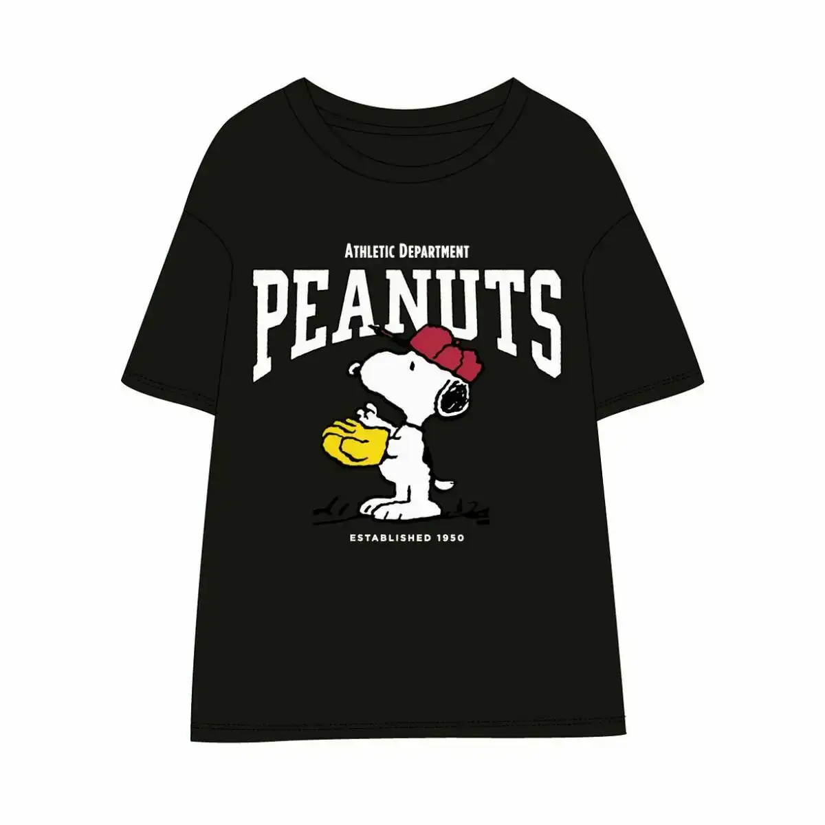 T shirt a manches courtes femme snoopy noir_3056. DIAYTAR COTE D'IVOIRE - Là où Choisir est un Acte d'Amour pour la Culture Côte d'Ivoireaise. Explorez notre gamme et choisissez des produits qui célèbrent la richesse de notre patrimoine.