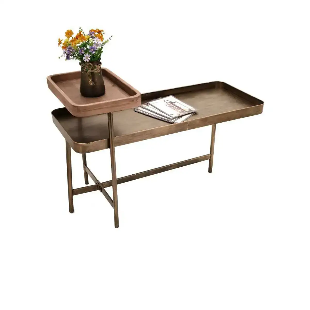Table basse dkd home decor 100 x 45 x 63 cm metal aluminium bois mdf_7641. DIAYTAR COTE D'IVOIRE - Où Choisir est un Acte d'Amour pour le Côte d'Ivoire. Explorez notre boutique en ligne et choisissez des articles qui célèbrent la culture et l'artisanat du pays.