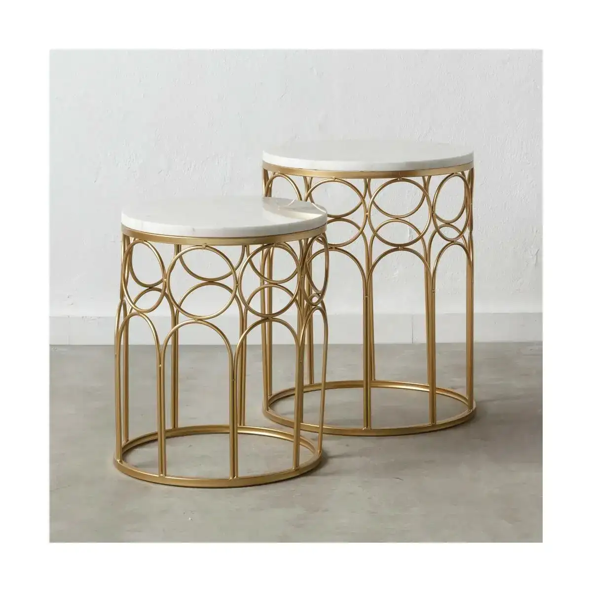 Table d appoint 43 18 x 43 18 x 52 cm dore metal blanc marbre 2 unites _3138. DIAYTAR COTE D'IVOIRE - Votre Destination Shopping Inspirante. Explorez notre catalogue pour trouver des articles qui stimulent votre créativité et votre style de vie.