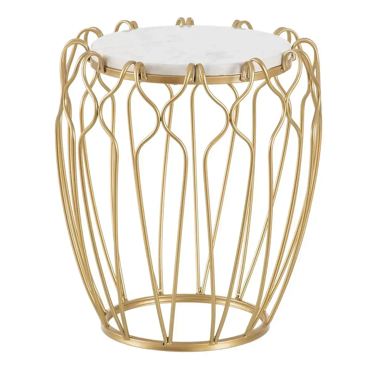 Table d appoint 43 x 43 x 50 cm dore metal blanc marbre_3114. DIAYTAR COTE D'IVOIRE - Où la Tradition Renouvelée Rencontre l'Innovation. Explorez notre gamme de produits qui fusionnent l'héritage culturel avec les besoins contemporains.