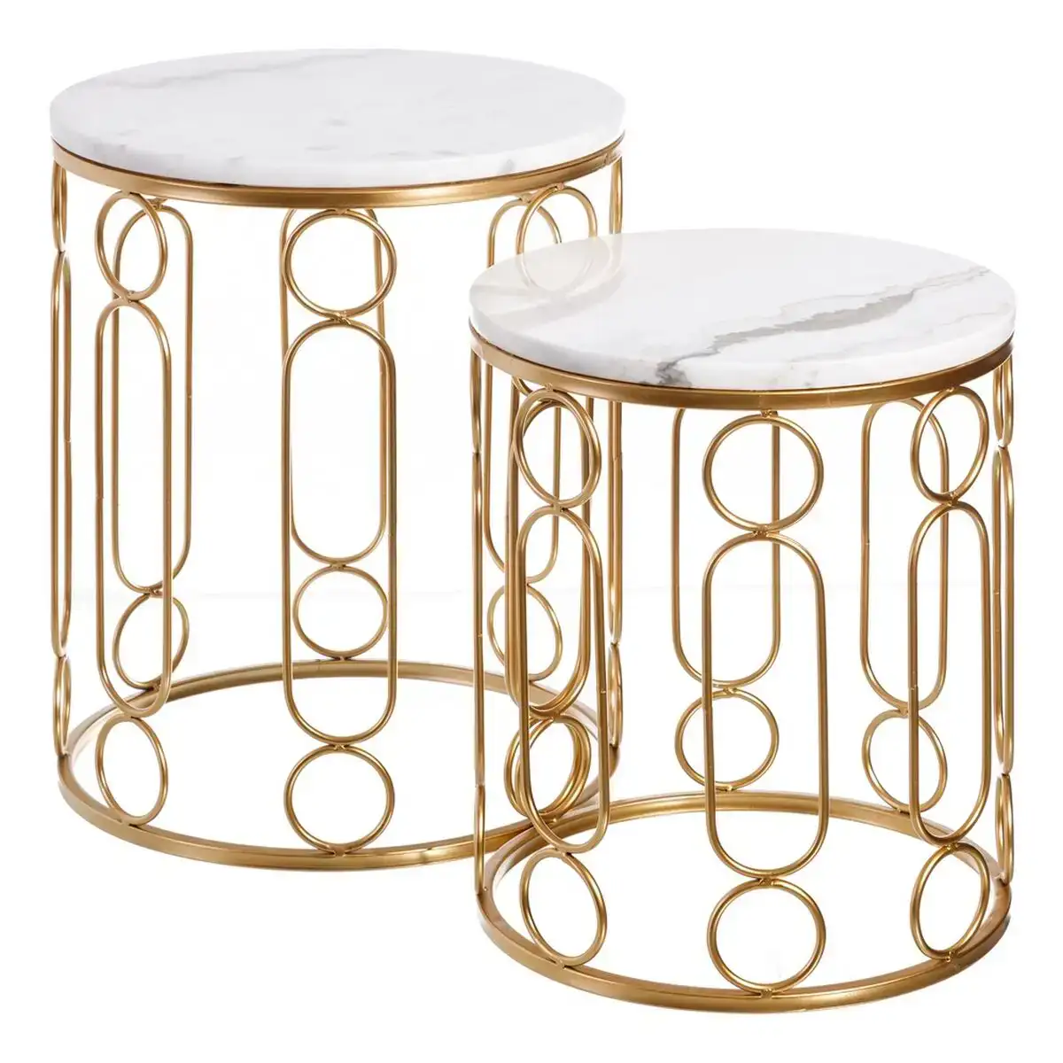 Table d appoint 43 x 43 x 51 4 cm dore metal blanc marbre 2 unites _3822. DIAYTAR COTE D'IVOIRE - Votre Destination Shopping Incontournable. Parcourez nos rayons virtuels et trouvez des articles qui répondent à tous vos besoins, du quotidien à l'exceptionnel.