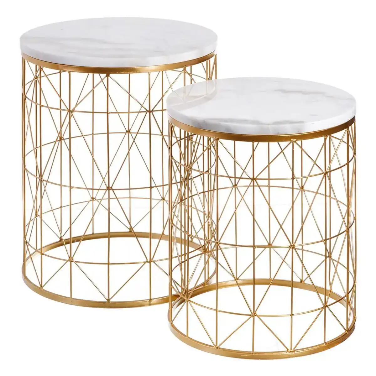 Table d appoint 43 x 43 x 52 cm dore metal blanc marbre 2 unites _3465. DIAYTAR COTE D'IVOIRE - Où le Shopping Devient une Aventure Culturelle. Plongez dans notre univers de produits qui célèbrent l'héritage et l'artisanat du Côte d'Ivoire.