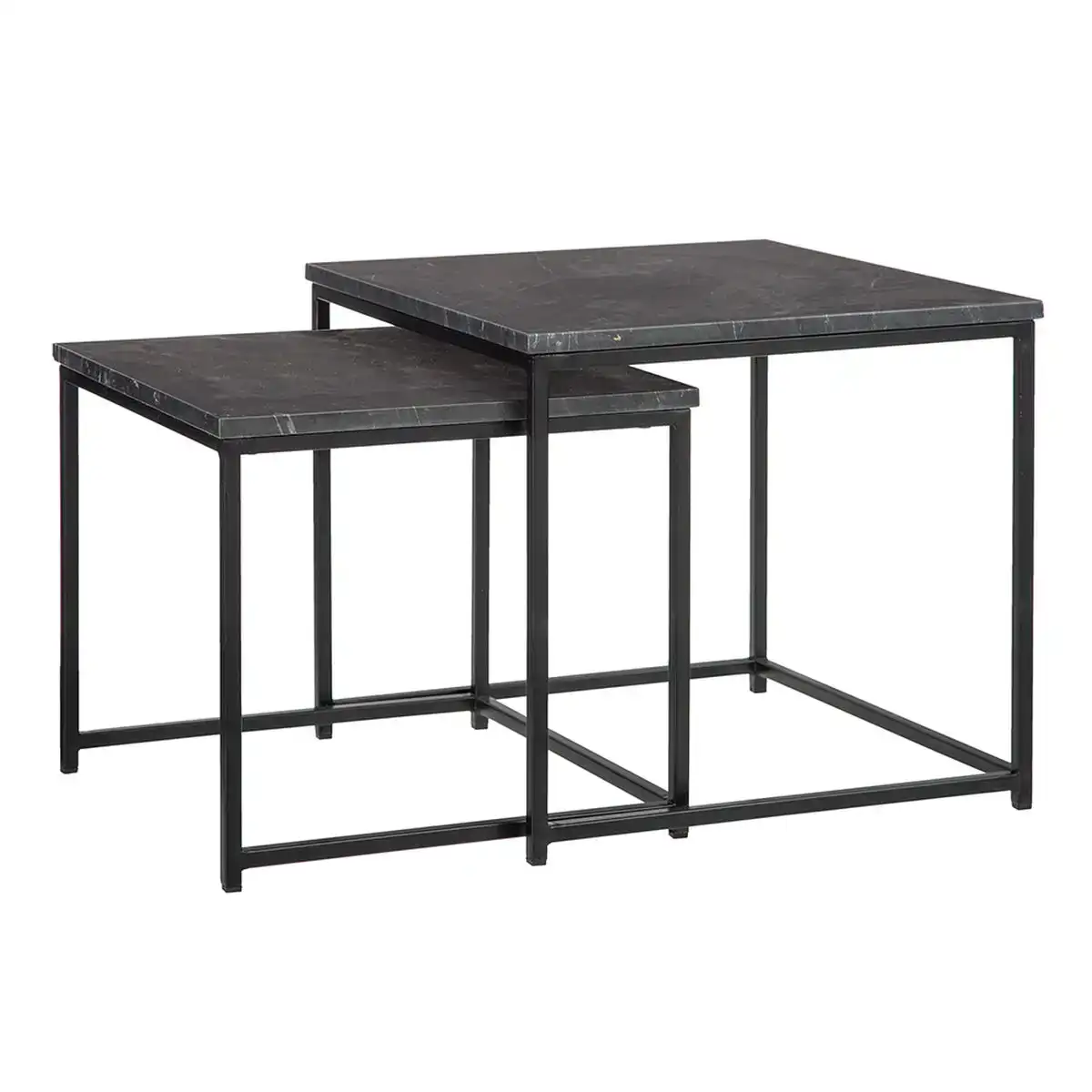 Table d appoint 50 x 50 x 46 cm noir metal marbre 2 unites _8351. DIAYTAR COTE D'IVOIRE - Votre Passage vers l'Exceptionnel. Naviguez à travers notre sélection minutieuse et découvrez des articles qui apportent une touche spéciale à chaque instant de votre vie.