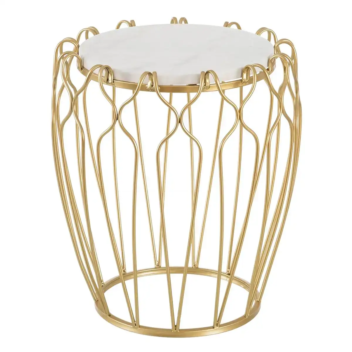 Table d appoint 50 x 50 x 54 6 cm dore metal blanc marbre_2257. DIAYTAR COTE D'IVOIRE - Votre Escapade Shopping Virtuelle. Explorez notre boutique en ligne et dénichez des trésors qui évoquent la culture et le savoir-faire sénégalais, un clic à la fois.