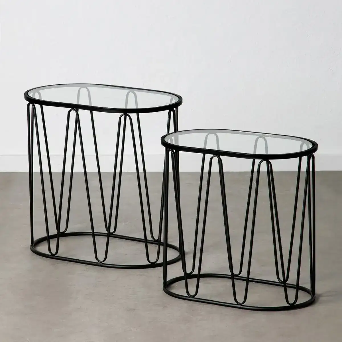Table d appoint 56 x 35 5 x 56 cm verre noir metal 2 unites _1728. DIAYTAR COTE D'IVOIRE - Où Choisir est une Célébration. Découvrez notre sélection de produits qui représentent la diversité et la joie du Côte d'Ivoire, à chaque étape de votre vie.