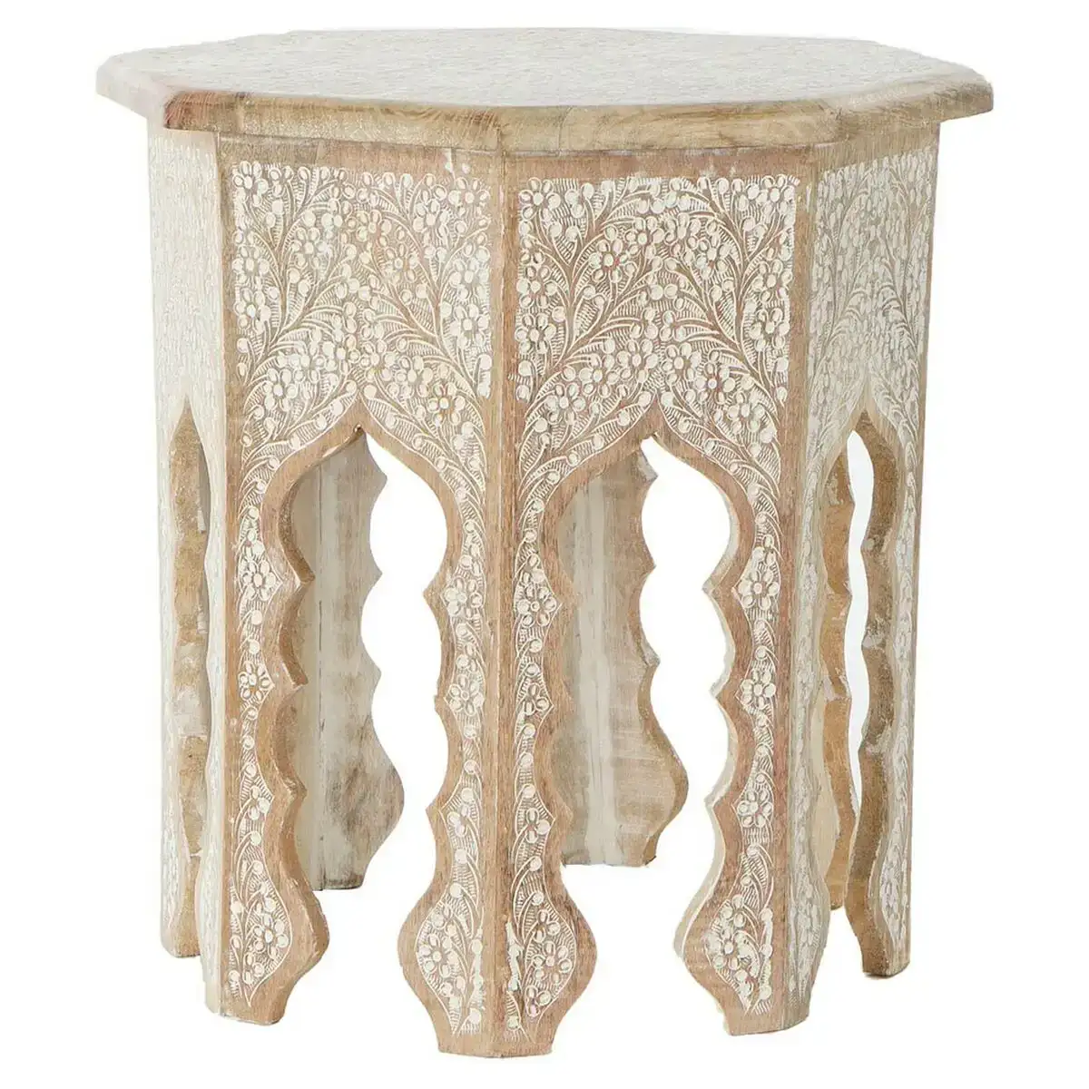 Table d appoint dkd home decor blanc marron multicouleur bois plastique bois de manguier 49 x 49 x 53 5 cm_8691. DIAYTAR COTE D'IVOIRE - L'Art de Vivre en Couleurs. Découvrez notre boutique en ligne et trouvez des produits qui ajoutent une palette vibrante à votre quotidien.