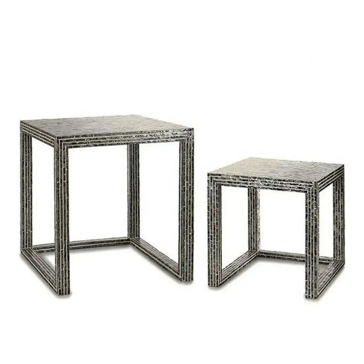 Table d appoint gris nacre noire contre plaque 2 pieces _7595. DIAYTAR COTE D'IVOIRE - L'Art de Vivre le Shopping Authentique. Découvrez notre boutique en ligne et trouvez des produits qui célèbrent la culture et l'héritage du Côte d'Ivoire.