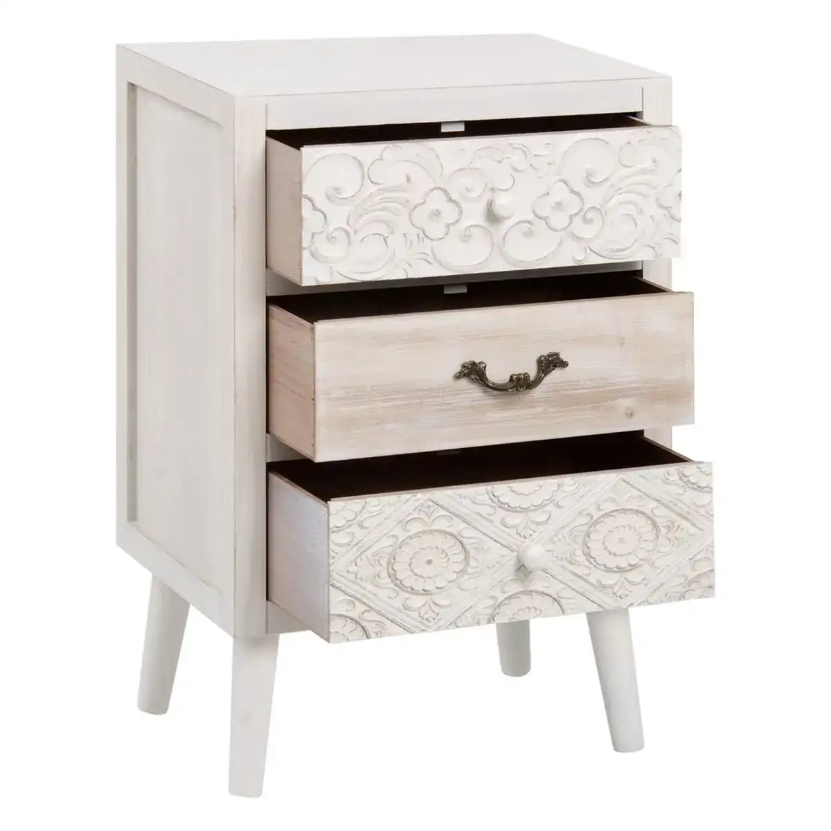 Table de nuit dune 45 x 30 x 65 cm naturel blanc bois d epicea_5854. DIAYTAR COTE D'IVOIRE - Où Choisir Devient une Expérience Personnalisée. Explorez notre boutique en ligne pour découvrir des produits qui s'adaptent à votre style et à votre essence.