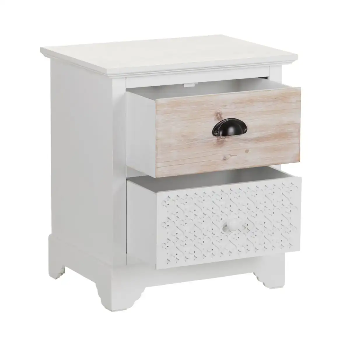 Table de nuit love 45 x 33 x 51 cm blanc bois d epicea_8939. DIAYTAR COTE D'IVOIRE - L'Art de Vivre l'Excellence au Quotidien. Explorez notre gamme et choisissez des produits qui ajoutent une note de prestige à votre vie.