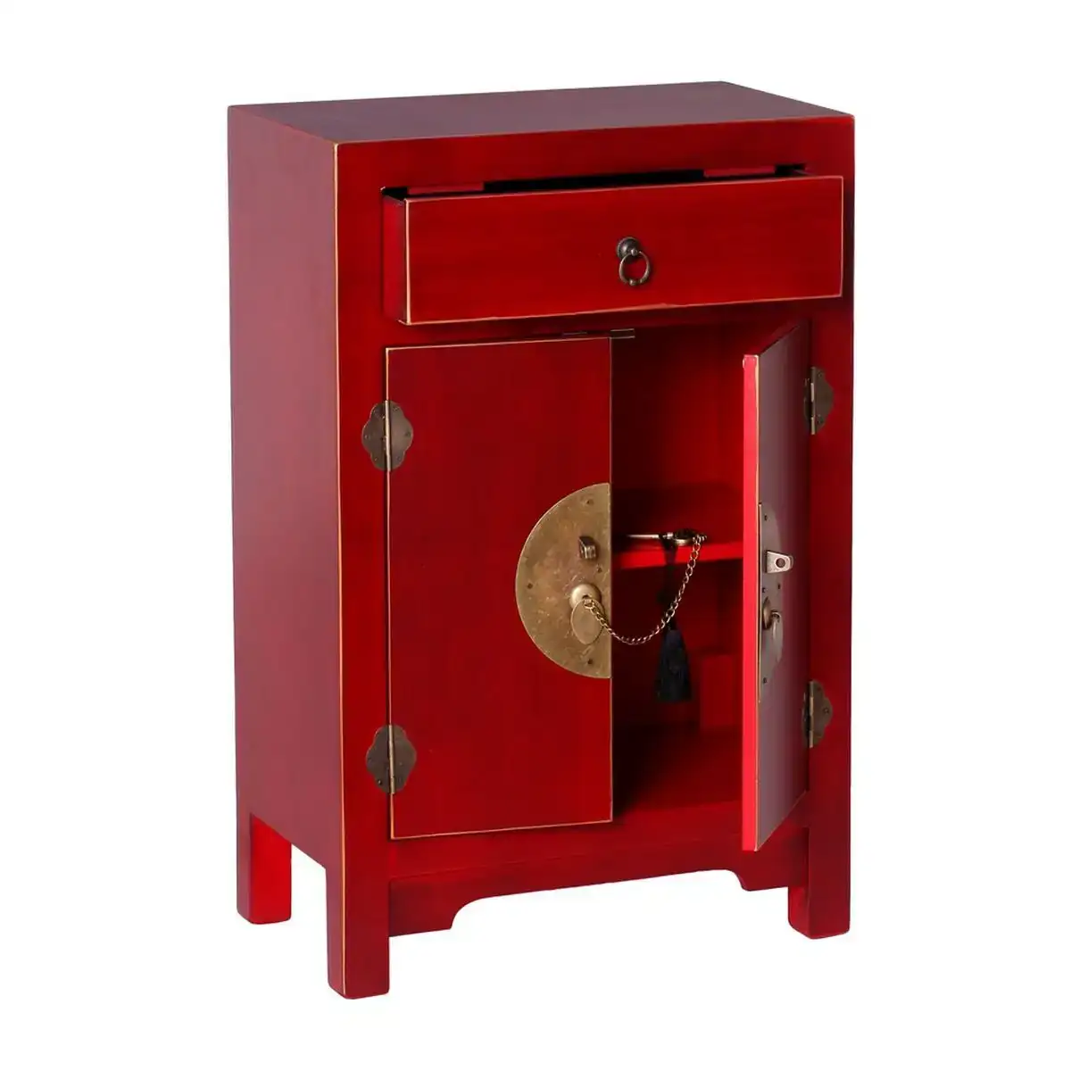 Table de nuit oriente 45 x 26 x 69 cm rouge bois_3503. DIAYTAR COTE D'IVOIRE - Là où Chaque Achat a du Sens. Explorez notre gamme et choisissez des produits qui racontent une histoire, votre histoire.