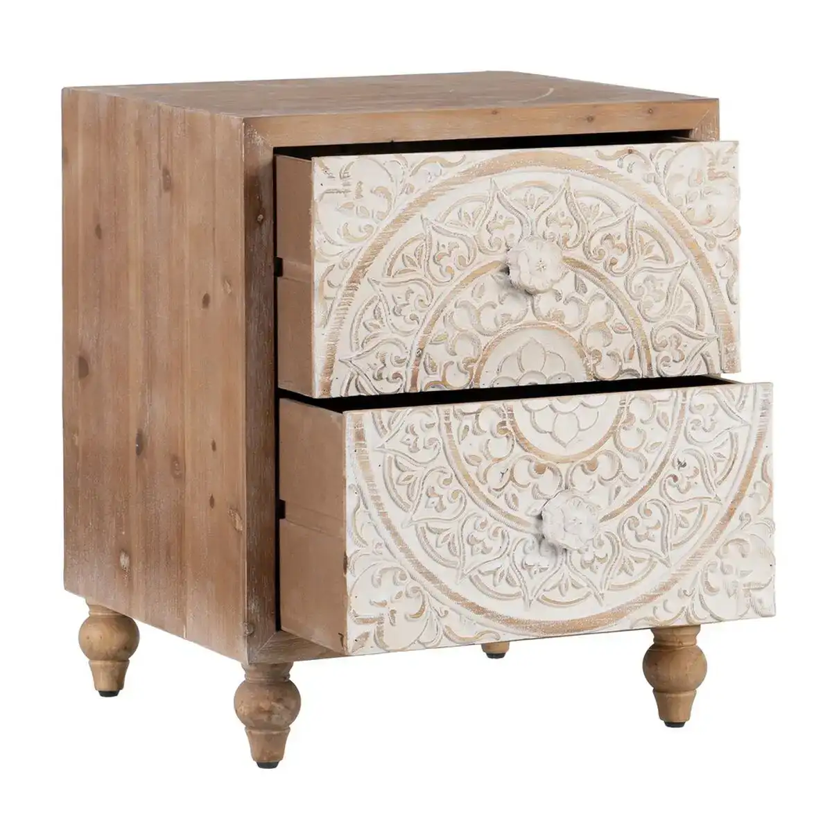 Table de nuit shabby chic 47 x 43 x 58 cm naturel bois blanc_5622. DIAYTAR COTE D'IVOIRE - Votre Passage vers le Chic et l'Élégance. Naviguez à travers notre boutique en ligne pour trouver des produits qui ajoutent une touche sophistiquée à votre style.