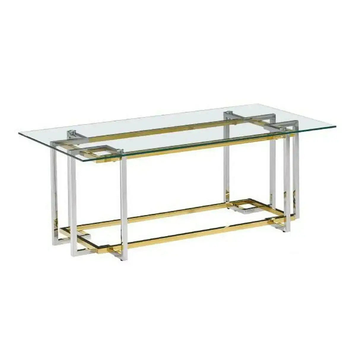 Table dkd home decor bicolore verre acier 100 x 100 x 45 cm_2721. DIAYTAR COTE D'IVOIRE - Votre Marché Virtuel au Côte d'Ivoire. Parcourez notre boutique en ligne pour trouver des trésors cachés, des articles indispensables du quotidien aux joyaux artistiques.