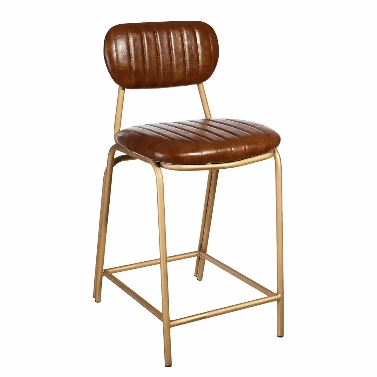 Tabouret 42 x 49 x 88 cm dore metal marron polyurethane_6048. DIAYTAR COTE D'IVOIRE - Votre Escale Shopping incontournable. Explorez notre boutique en ligne et dénichez des trésors qui reflètent la richesse culturelle et la modernité du Côte d'Ivoire.