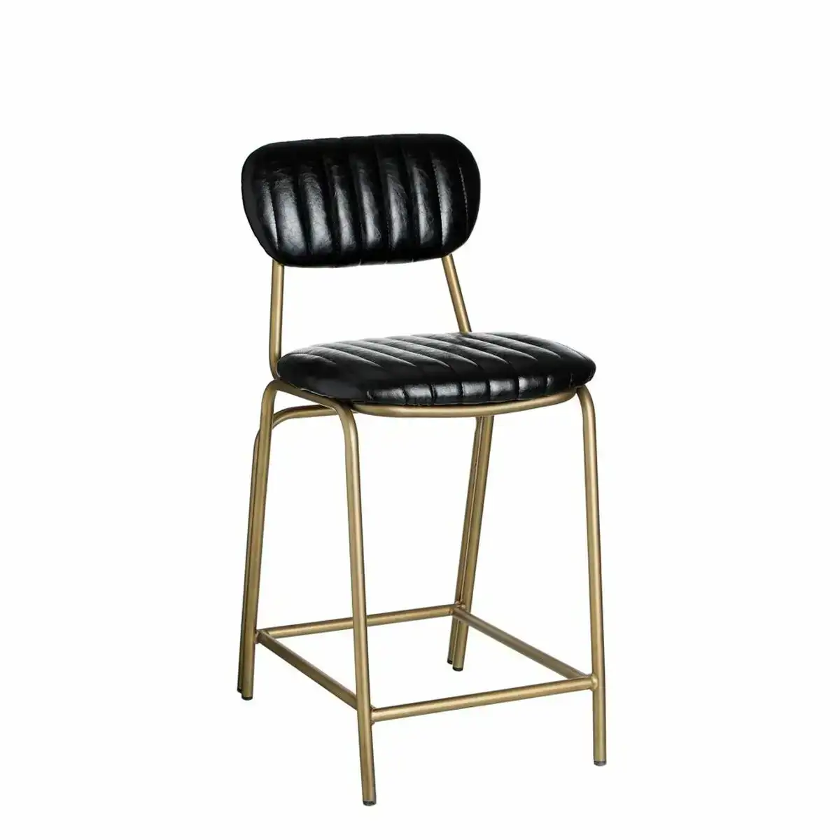 Tabouret 42 x 49 x 88 cm noir dore metal polyurethane_5132. DIAYTAR COTE D'IVOIRE - Où Chaque Produit a son Histoire. Découvrez notre gamme de produits, chacun portant en lui le récit de l'artisanat et de la passion, pour vous offrir une expérience de shopping authentique.