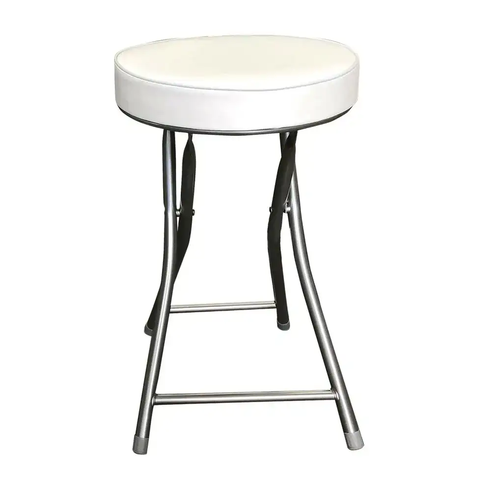 Tabouret pliant versa blanc cuir synthetique 30 x 50 x 30 cm _9687. DIAYTAR COTE D'IVOIRE - Là où le Shopping devient une Fête des Sens. Plongez dans notre univers et choisissez des produits qui éveillent votre goût pour l'esthétique et l'authenticité.