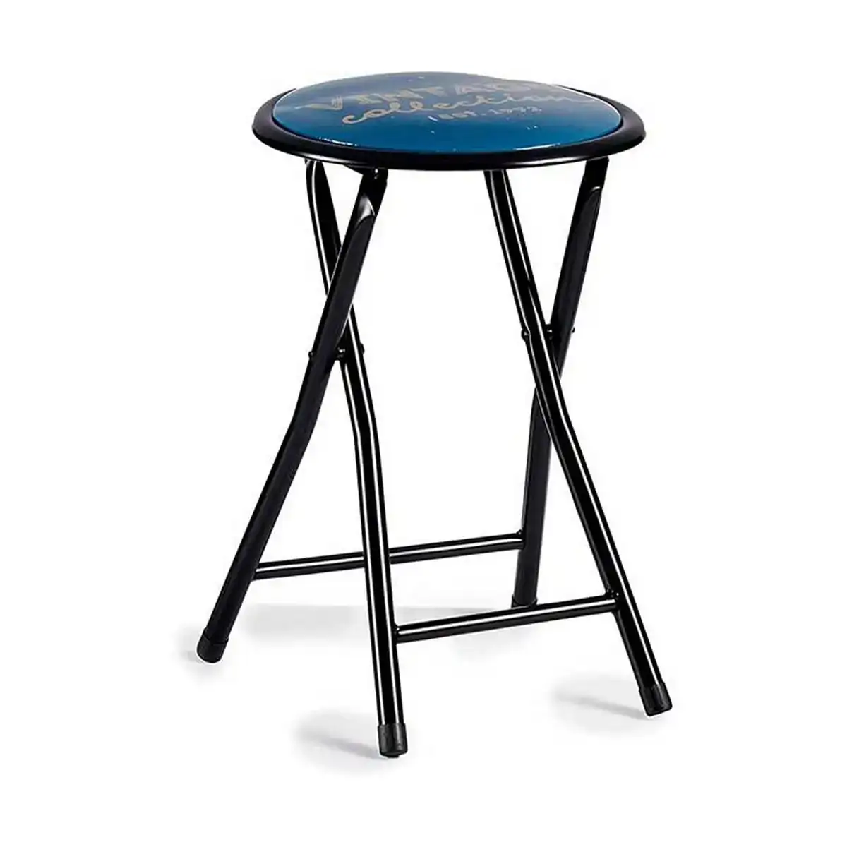 Tabouret pliant vintage bleu noir metal pvc 30 x 45 x 30 cm_5288. Bienvenue dans l'univers captivant de DIAYTAR COTE D'IVOIRE - Votre Plateforme de Shopping Tout-en-Un. Parcourez notre boutique en ligne pour découvrir des produits uniques, allant des articles ménagers aux élégants accessoires de mode.
