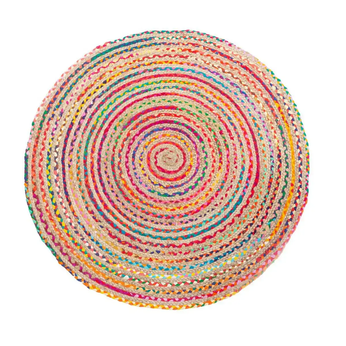 Tapis 120 x 120 x 1 cm multicouleur jute_4268. DIAYTAR COTE D'IVOIRE - Votre Source de Découvertes Shopping. Naviguez à travers nos catégories et découvrez des articles qui vous surprendront et vous séduiront.