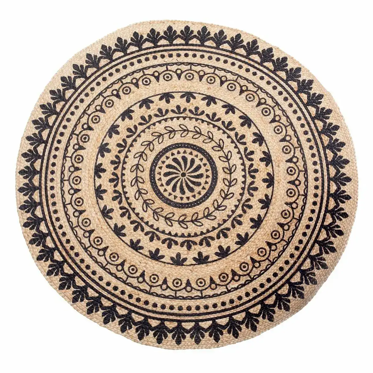 Tapis 120 x 120 x 1 cm naturel noir jute_8187. DIAYTAR COTE D'IVOIRE - Où la Qualité et la Diversité Fusionnent. Explorez notre boutique en ligne pour découvrir une gamme variée de produits qui incarnent l'excellence et l'authenticité.