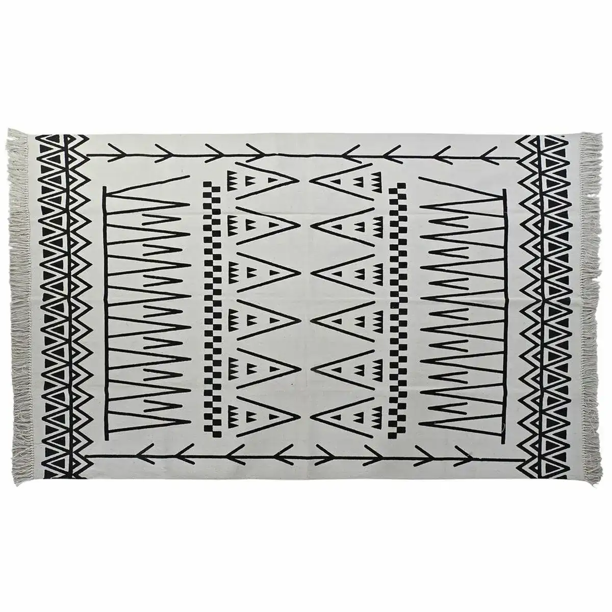 Tapis dkd home decor 160 x 250 x 0 7 cm noir polyester coton blanc ikat boho_5461. DIAYTAR COTE D'IVOIRE - Là où Choisir est un Acte d'Amour pour le Côte d'Ivoire. Explorez notre gamme et choisissez des produits qui célèbrent la culture et l'artisanat du pays.
