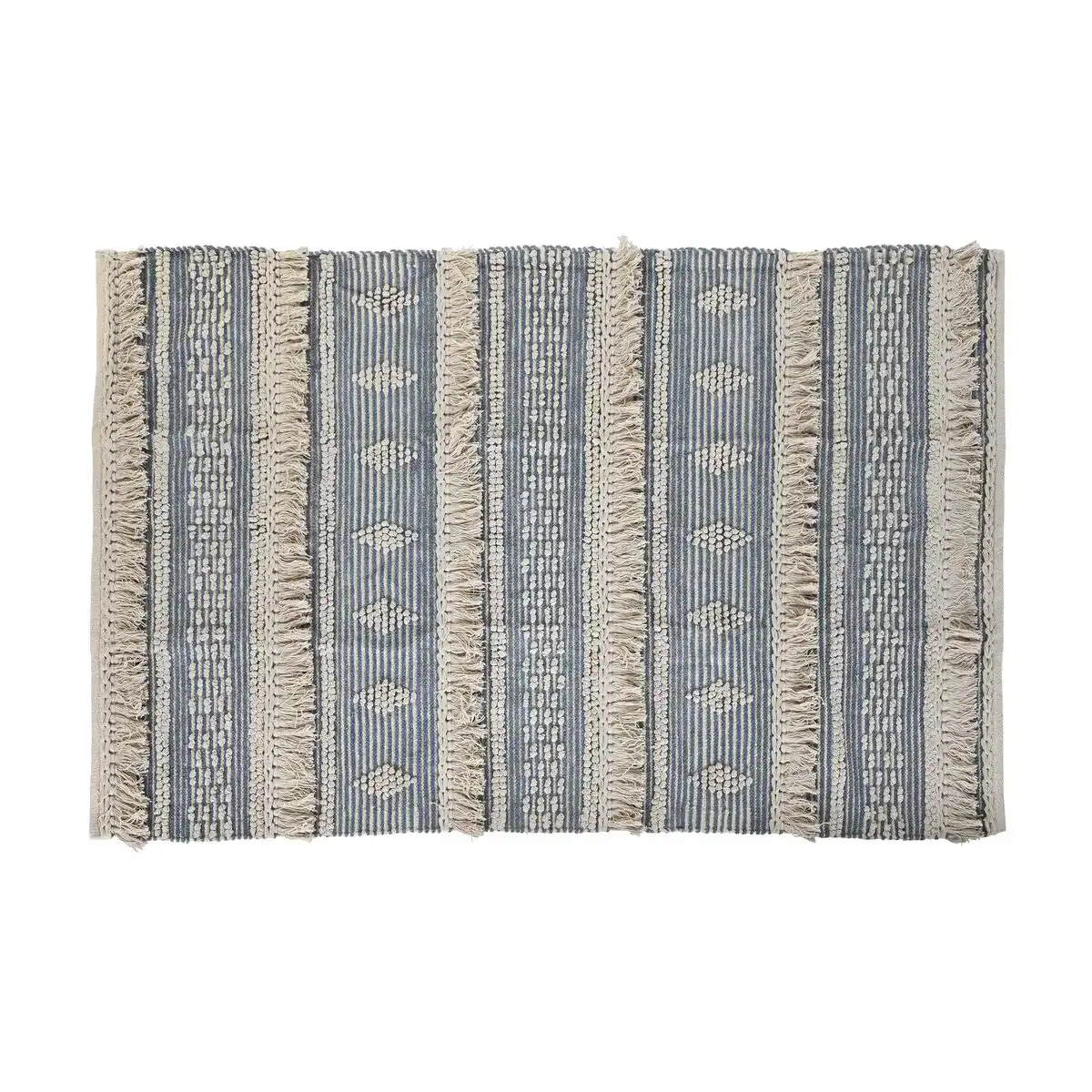 Tapis dkd home decor 180 x 120 x 2 cm bleu coton blanc boho_1151. DIAYTAR COTE D'IVOIRE - Où Votre Shopping Prend Vie. Explorez notre boutique en ligne pour trouver des articles qui vous ressemblent et qui ajoutent de l'éclat à votre quotidien.