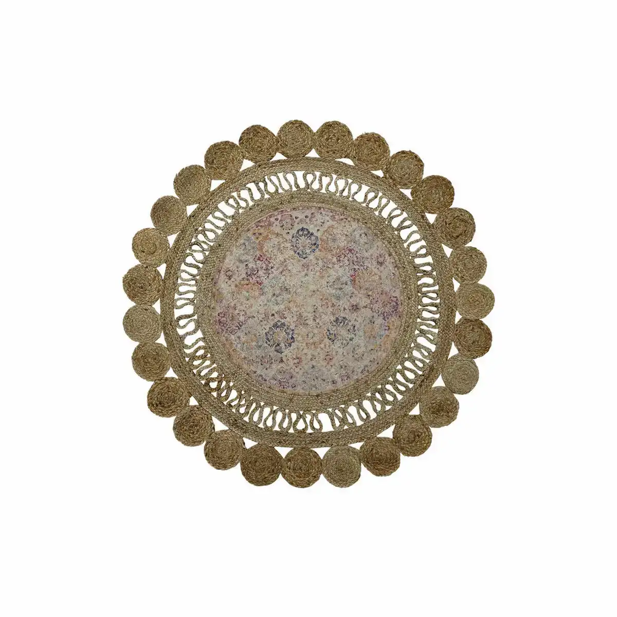 Tapis dkd home decor chenille jute boho 120 x 120 x 0 5 cm _4737. DIAYTAR COTE D'IVOIRE - Votre Plateforme pour un Shopping Inspiré. Explorez nos offres variées et découvrez des articles qui stimulent votre créativité et embellissent votre vie.