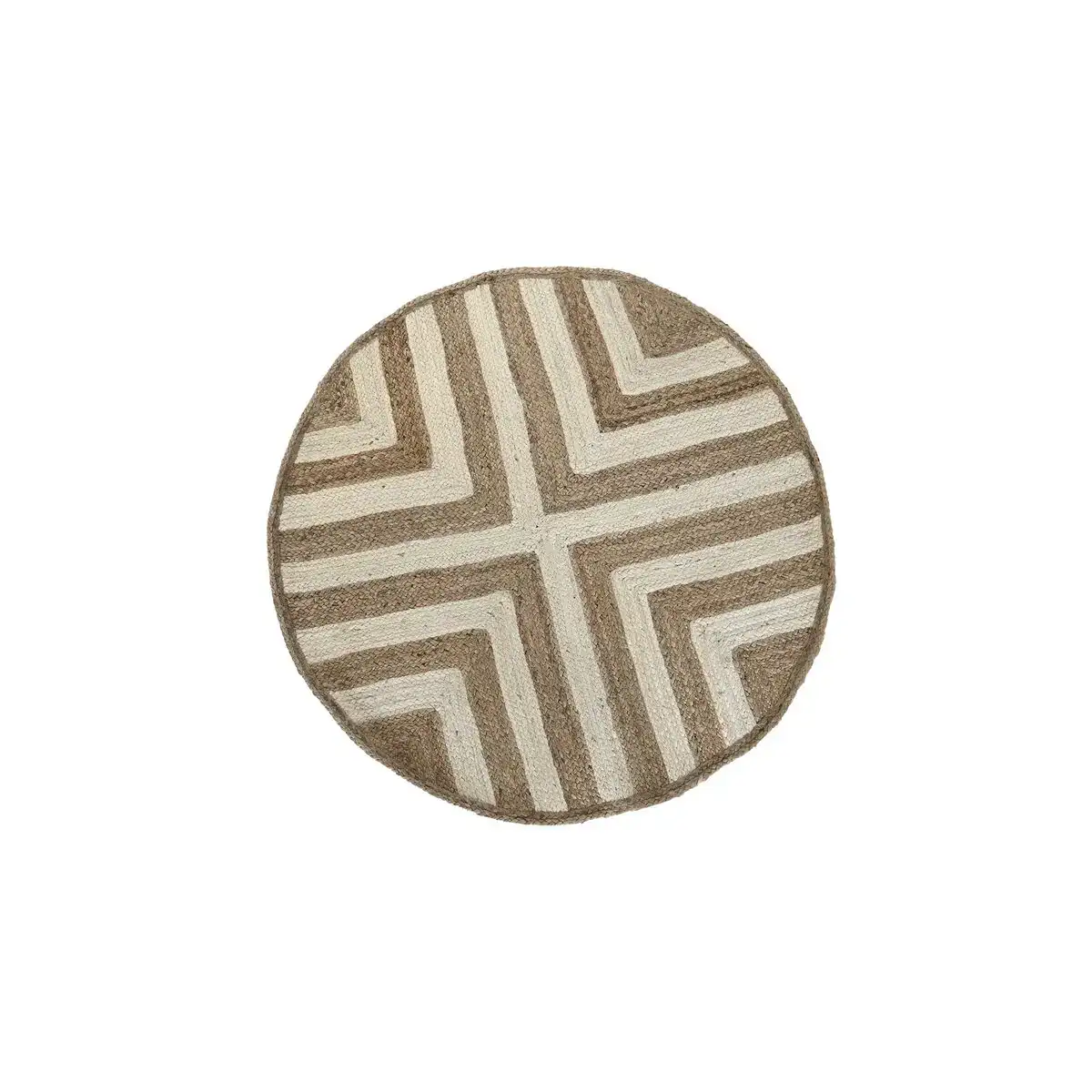 Tapis dkd home decor scandi blanc marron clair jute 120 x 120 x 1 cm _1207. DIAYTAR COTE D'IVOIRE - Où le Shopping Devient une Aventure Culturelle. Plongez dans notre univers de produits qui célèbrent l'héritage et l'artisanat du Côte d'Ivoire.