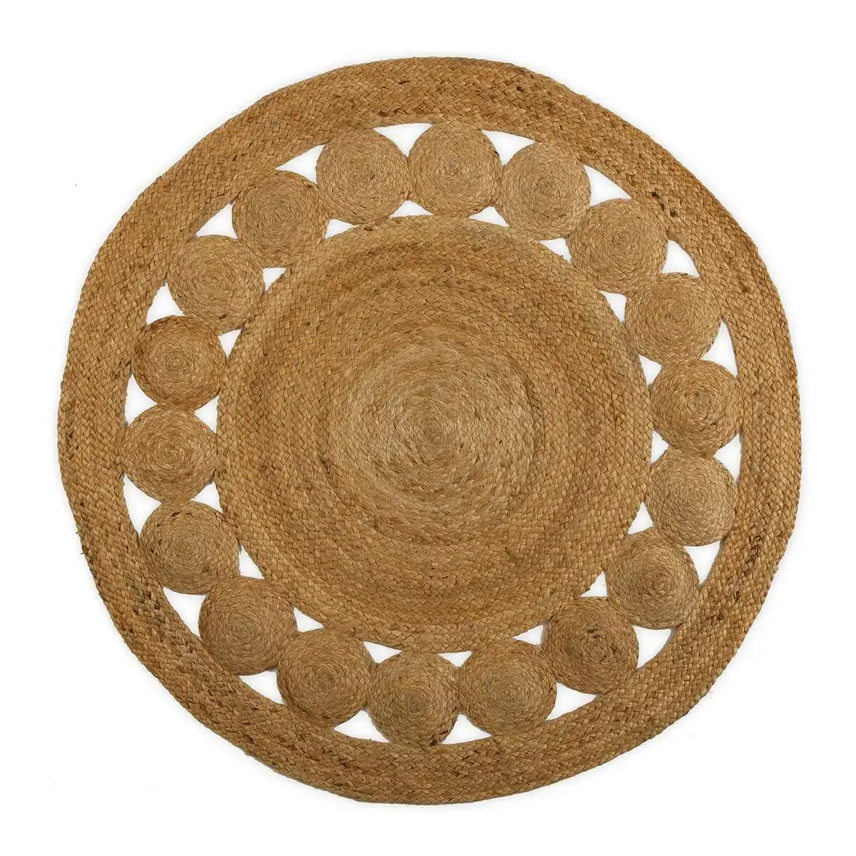 Tapis versa o 120 cm cercles rotin jute_2521. DIAYTAR COTE D'IVOIRE - Votre Destination pour un Shopping Unique. Parcourez notre catalogue et trouvez des articles qui expriment votre singularité et votre style.