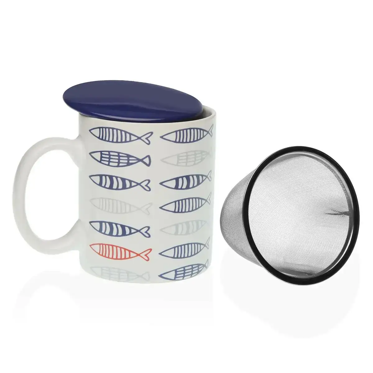 Tasse avec filtre pour infusions versa poissons porcelaine gres_4790. DIAYTAR COTE D'IVOIRE - Où Choisir Devient une Expérience Personnalisée. Explorez notre boutique en ligne pour découvrir des produits qui s'adaptent à votre style et à votre essence.