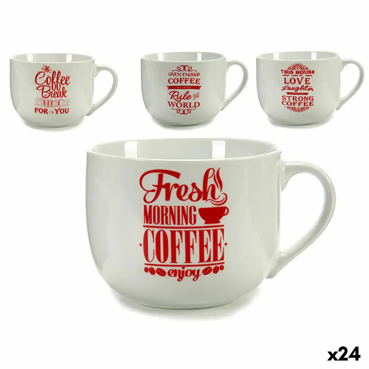 Tasse coffee porcelaine rouge blanc 500 ml 24 unites_7707. Bienvenue sur DIAYTAR COTE D'IVOIRE - Votre Destination Shopping à la Côte d'Ivoireaise. Explorez notre boutique en ligne et découvrez une gamme variée de produits qui capturent l'esprit du Côte d'Ivoire.