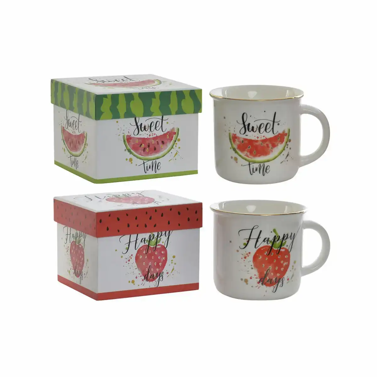 Tasse mug dkd home decor rouge vert porcelaine fruits 360 ml 2 pcs _1659. DIAYTAR COTE D'IVOIRE - Où Choisir Devient une Découverte. Explorez notre boutique en ligne et trouvez des articles qui vous surprennent et vous ravissent à chaque clic.