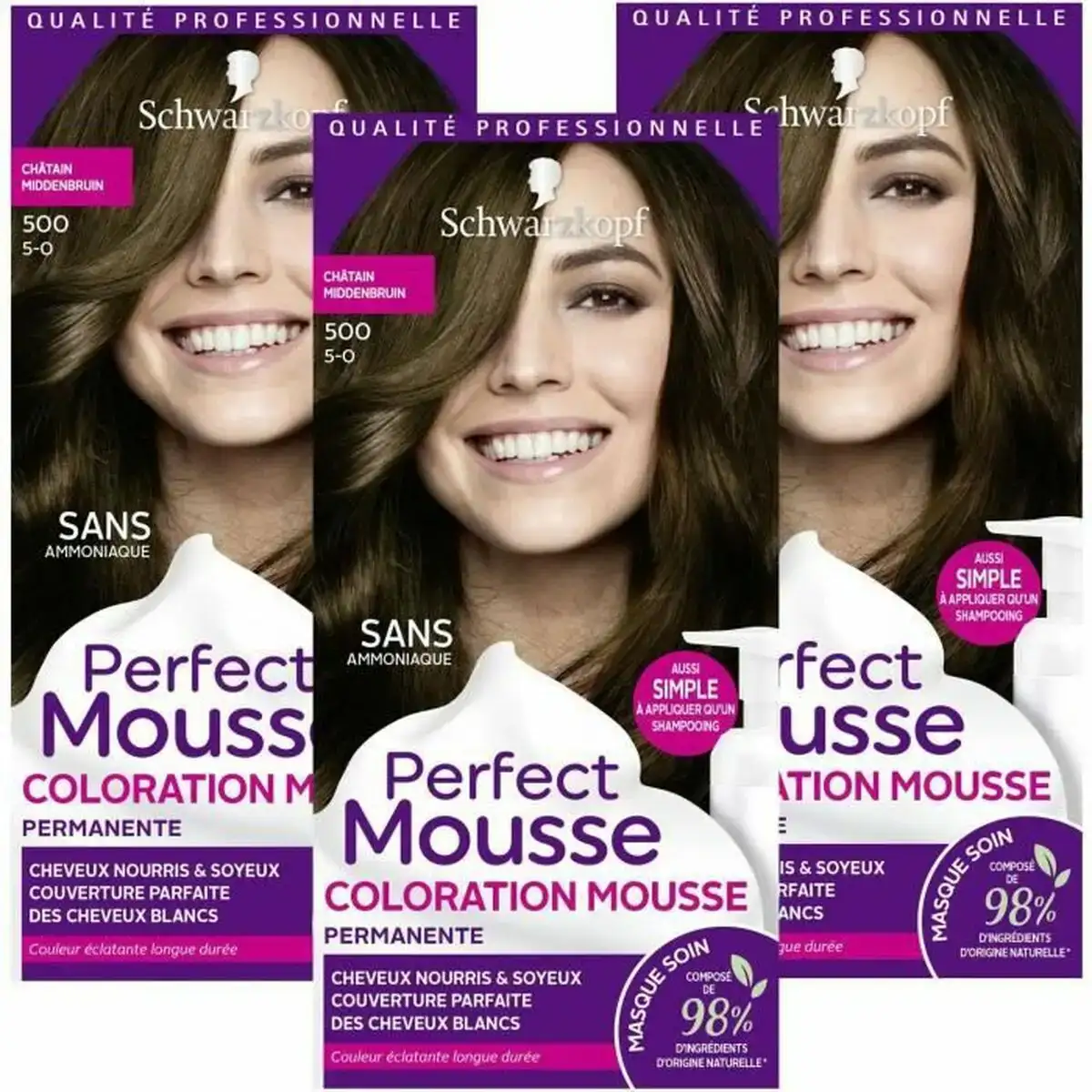 Teinture sans ammoniaque schwarzkopf perfect mousse marron no 500 3 unites_9724. Bienvenue chez DIAYTAR COTE D'IVOIRE - Où le Shopping Rime avec Diversité. Plongez dans notre univers de produits et découvrez des trésors qui représentent la richesse culturelle du Côte d'Ivoire.
