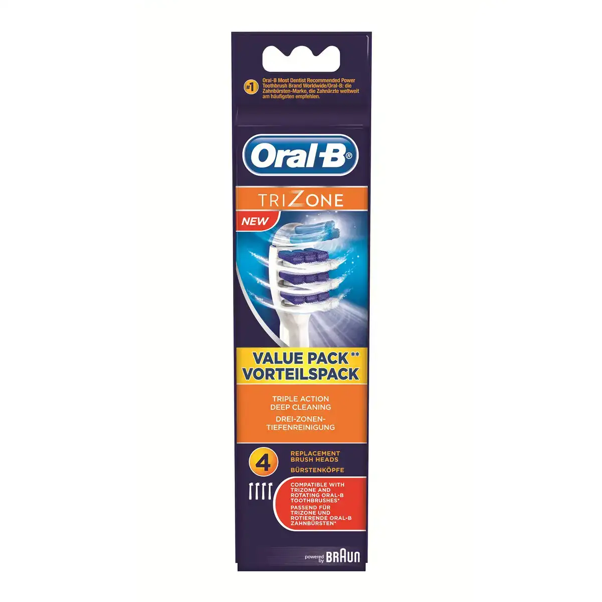 Tete de rechange oral b trizone 4 unites_7671. DIAYTAR COTE D'IVOIRE - L'Art de Vivre le Shopping Authentique. Découvrez notre boutique en ligne et trouvez des produits qui célèbrent la culture et l'héritage du Côte d'Ivoire.