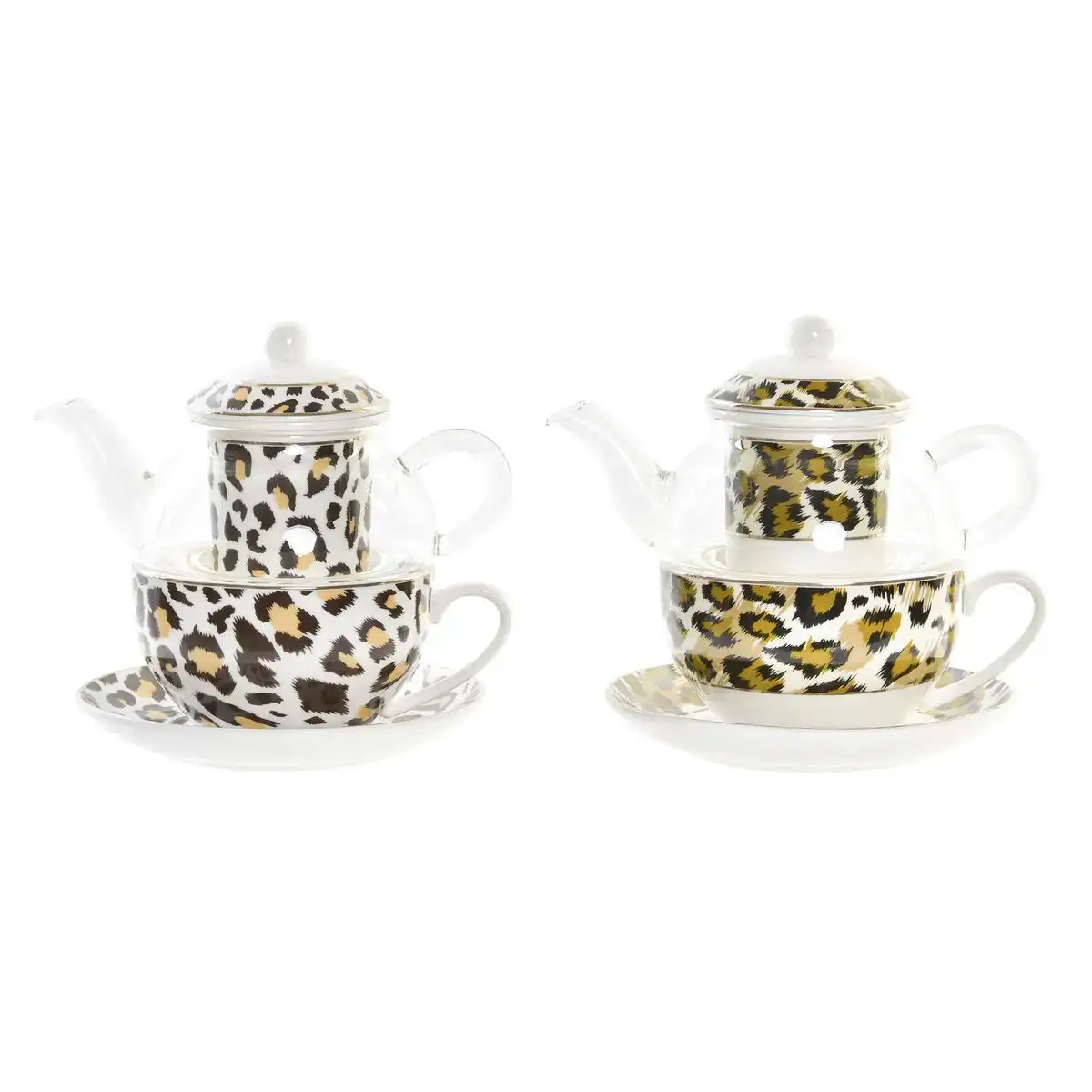 Theiere dkd home decor leopard verre porcelaine marron transparent blanc 2 unites _5436. Bienvenue chez DIAYTAR COTE D'IVOIRE - Où le Shopping Devient un Voyage. Explorez notre plateforme pour dénicher des produits uniques, racontant l'histoire et l'âme du Côte d'Ivoire.